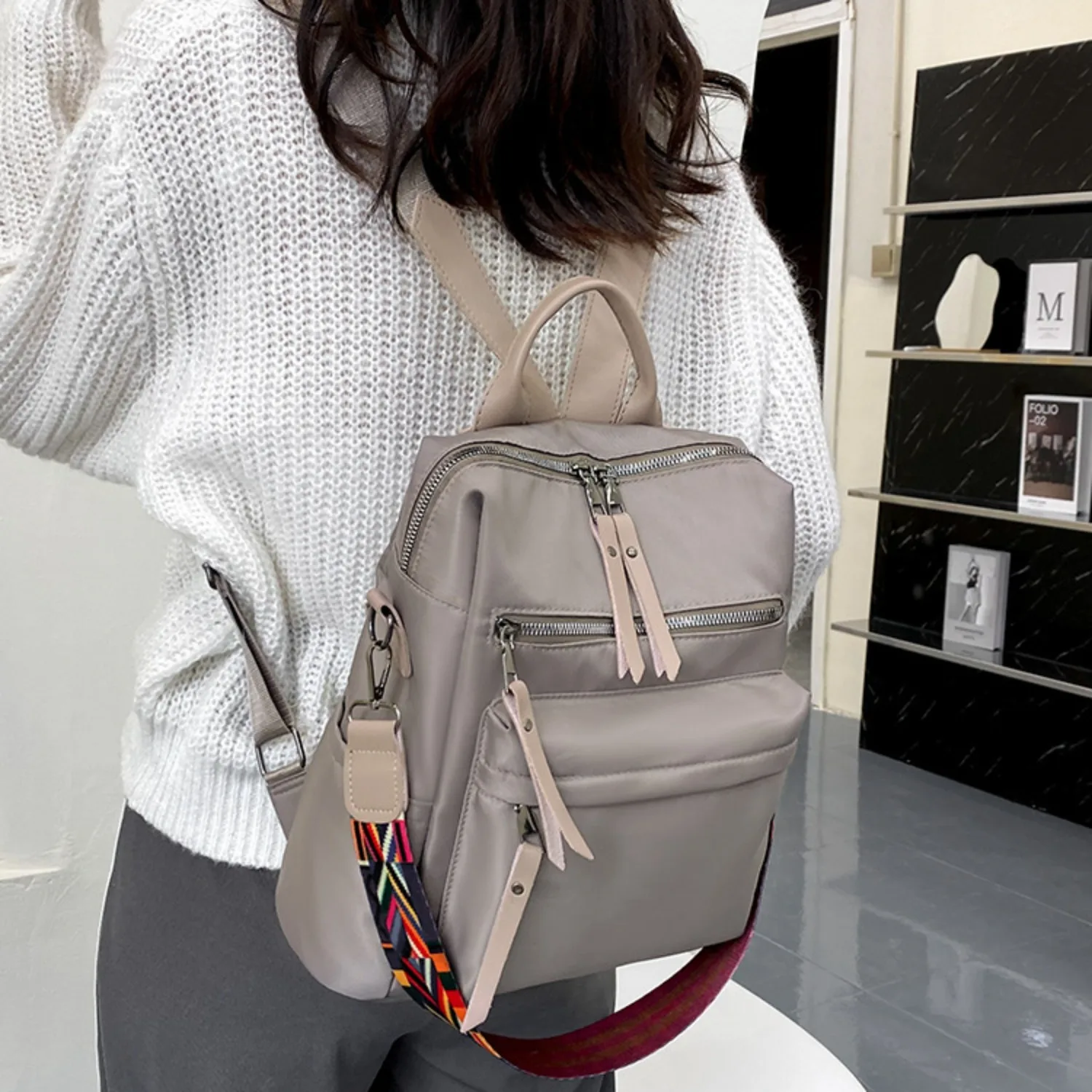 Luxury Bags Women Brands - Women Oxford Backpack with Ribbon Large