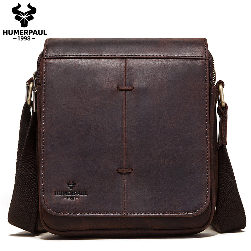 Luxury Bags For Men Brands - Vintage Crazy Horse Leather Men Message