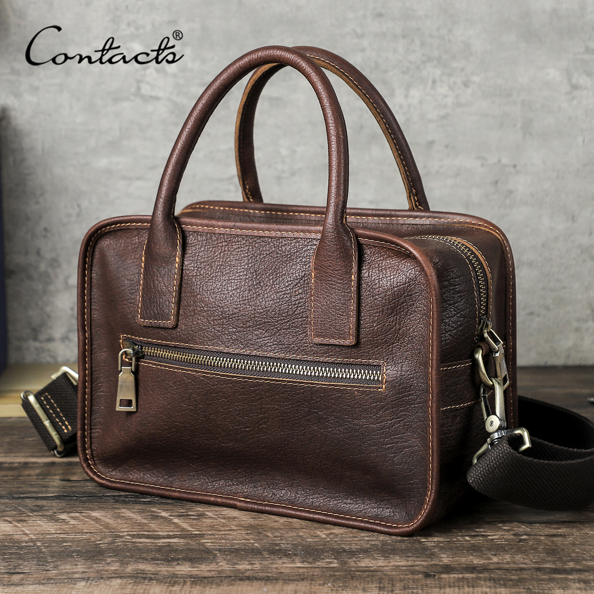 Luxury Bags Mini - CONTACT'S Genuine Leather Men Tote Bags