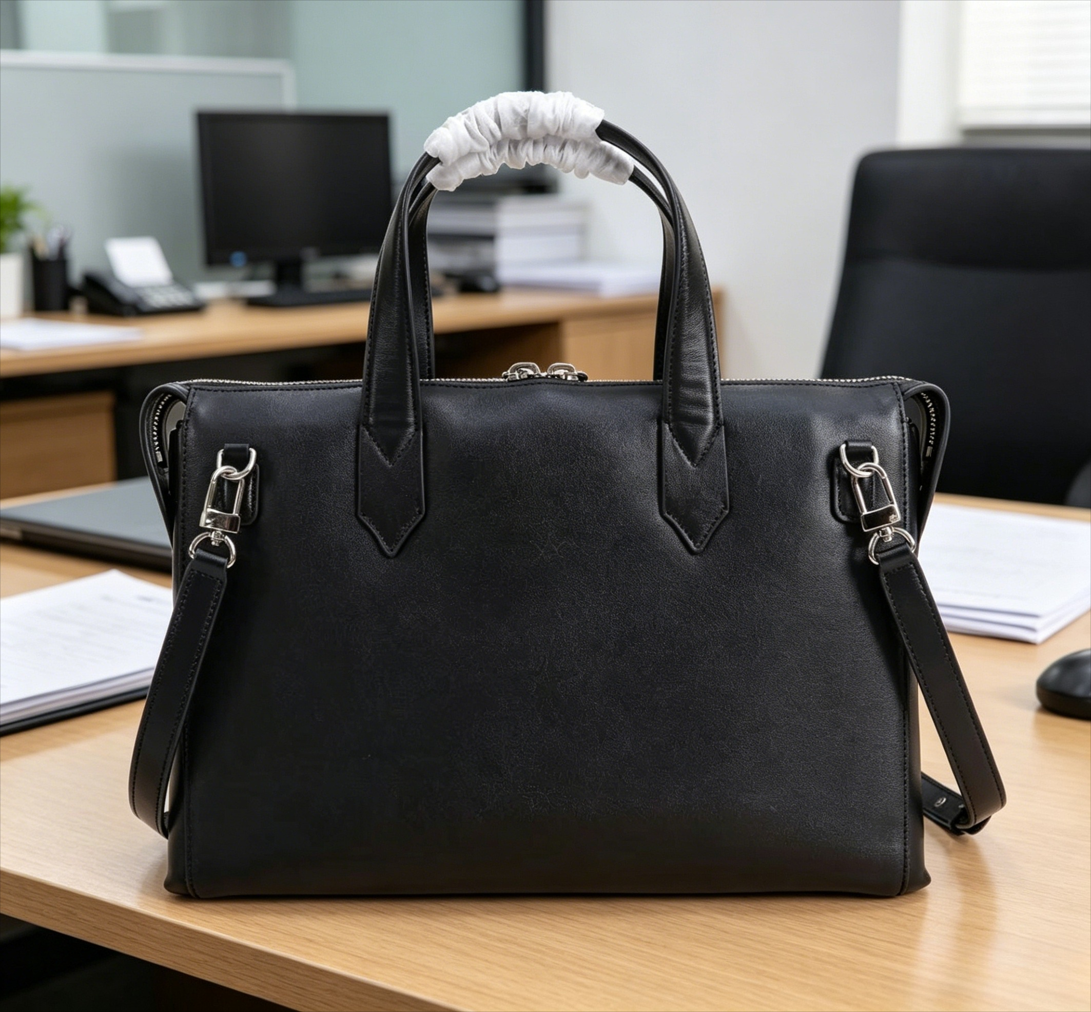 Classic Black Soft Leather Sli - Briefcase Leather Slim recension och pris