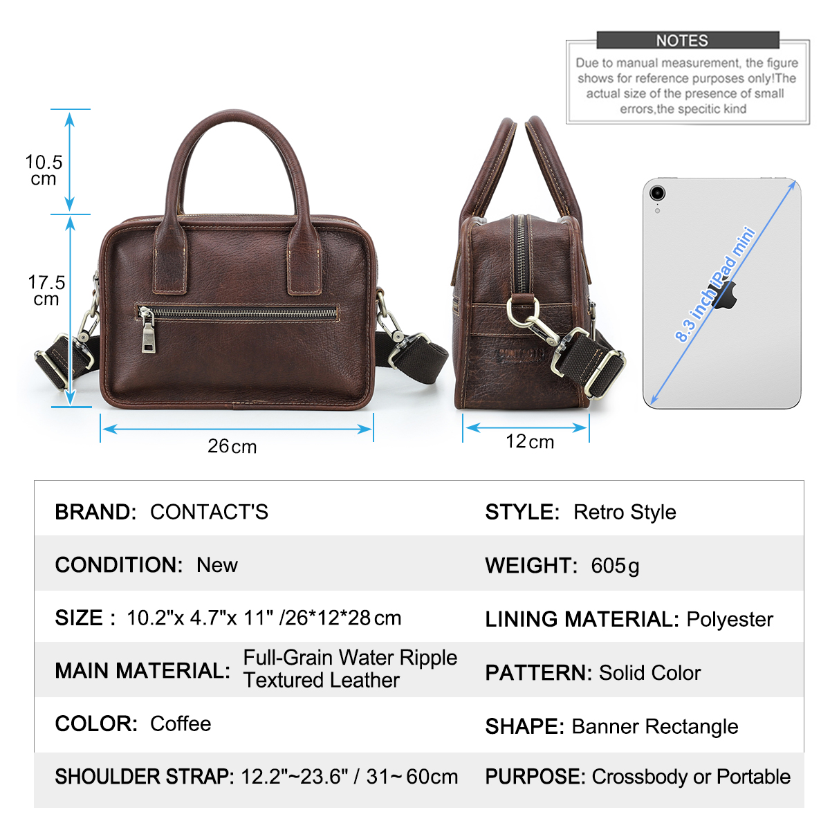CONTACT'S Genuine Leather Men  - Luxury Bags Mini recension och pris