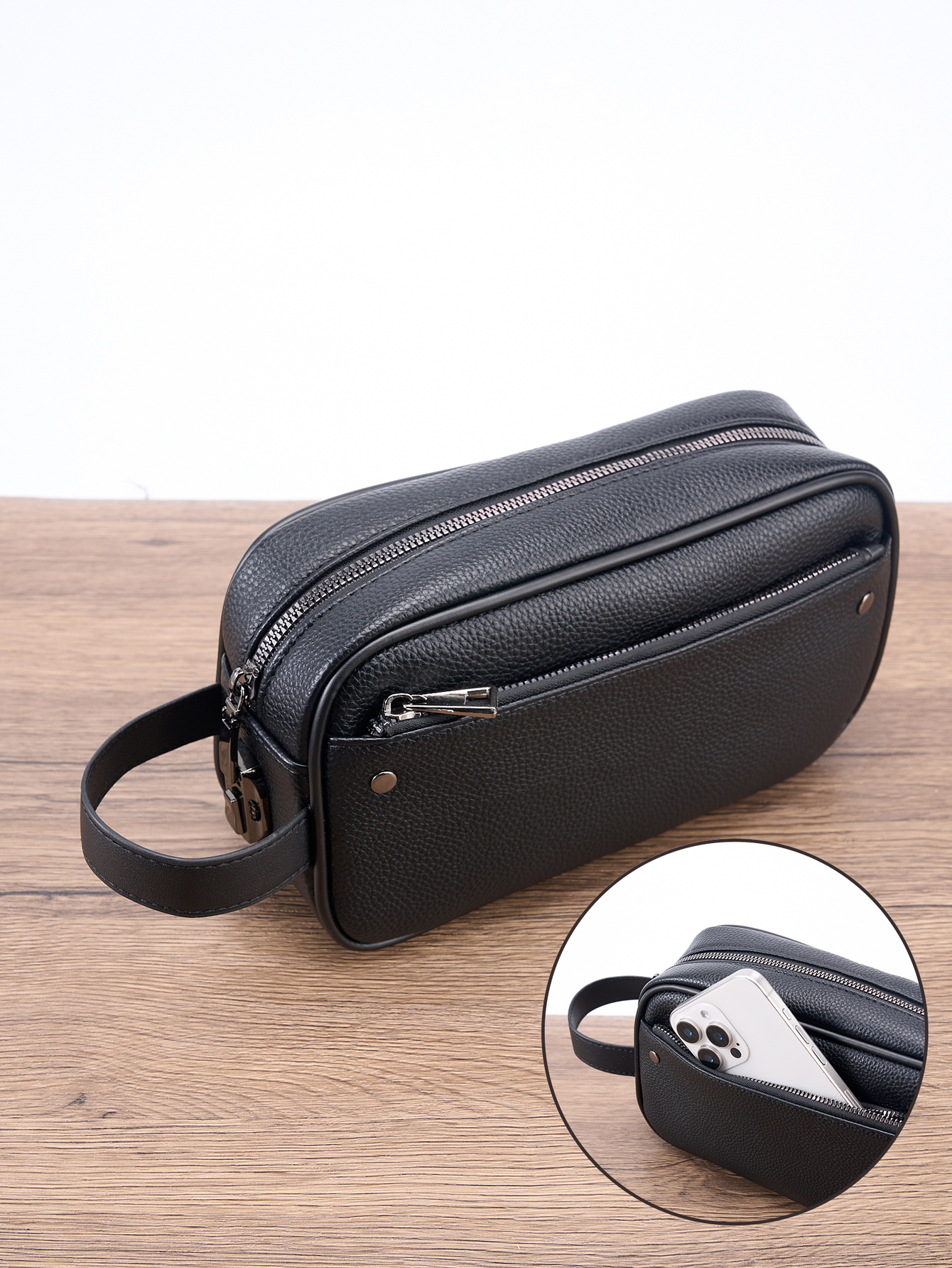 Men's PU Leather Lockable Wris - Briefcase Leather Slim recension och pris